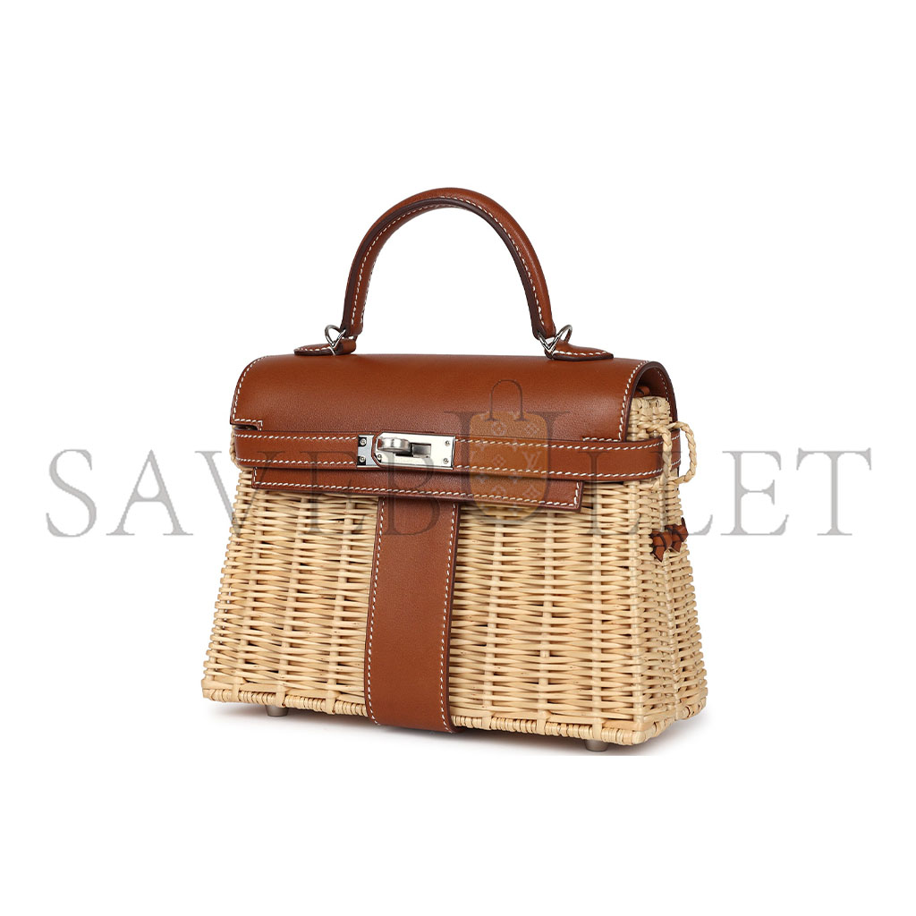 H**mes master mini picnic kelly 20 fauve barenia palladium hardware (20*14*8cm)